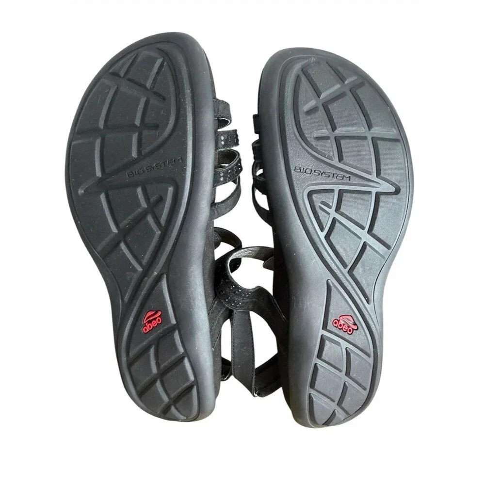 Abeo Brynn Sandals size 8.5N Black Leather Rhinestone Orthotic Comfort Shoes